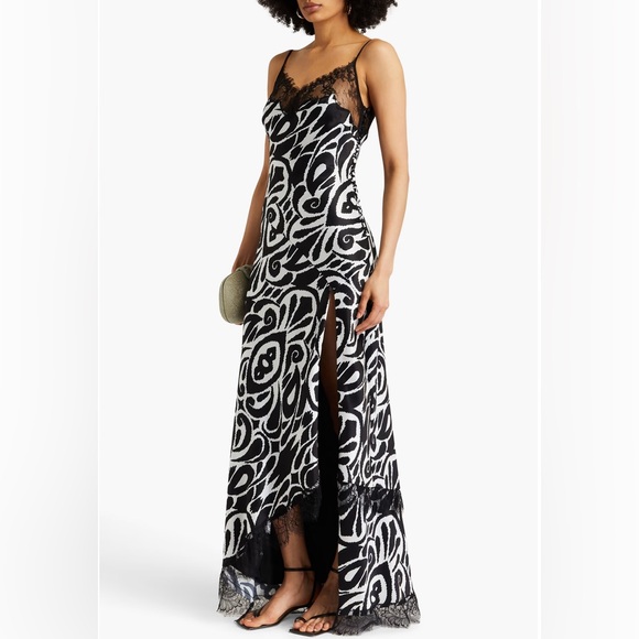 NICHOLAS Sage lace-trimmed printed satin maxi dress - Picture 3 of 11